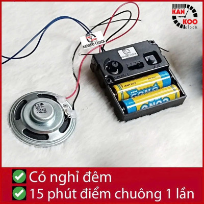 Bộ Máy Phát Nhạc Chuông Điểm Giờ Cho Đồng Hồ Treo Tường - 15 Phút 1 Lần, 3 Kiểu Nhạc, Chế Độ Nghỉ Đêm - Bảo Hành 3 Năm