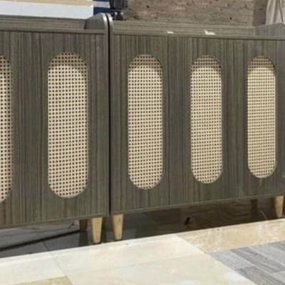 Tủ giày phối mây 3 cánh 1m2 Tundo cửa vòm hiện đại