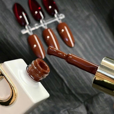 Sơn Gel CR Màu Nâu Socola Cafe Sữa, Đỏ Thuần, Đỏ Mận, Thạch Đỏ Rượu Vang, Trắng Gạo, Mắt Mèo Nâu Cao Cấp Chai Lẻ 15ml Làm Nail Nữ Women