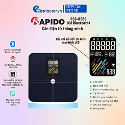 Cân sức khỏe Rapido RSB05-BS - Hàng chính hãng - Bảo Hành 12 Tháng