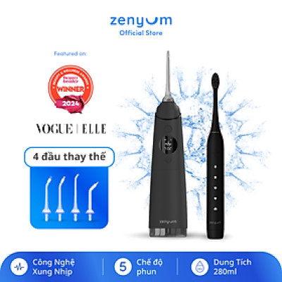 Combo 1 Máy Tăm Nước Zenyum Pro và 1 Bàn Chải Điện ZenyumSonic MỚI 2.0 - Màu sắc Đen/Trắng
