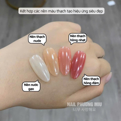 Tráng Gương Trắng Trong Suốt Hạt Siêu Mịn Cao Cấp Làm Nail Bóng Lấp Lánh Tặng Kèm Cọ Chà, Kết Hợp Cùng Nền Sơn Thạch Tạo Hiệu Ứng Móng Sáng Loáng