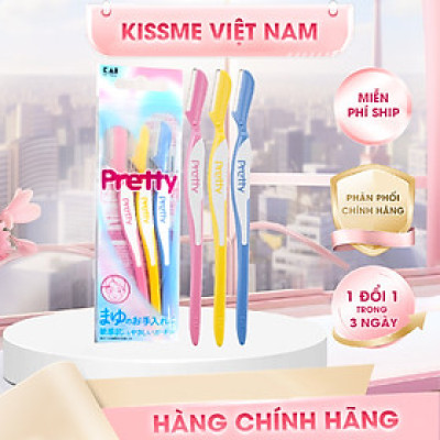 Dao Cạo Lông Mày Cán Dài Kai Pretty 12860 - FRML-3PN (Set 3 cây)