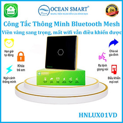Công Tắc Cảm Ứng Thông Minh HUNONIC Luxury, Công Tắc Điều Khiển Từ Xa Bằng Điện Thoại Hình Vuông - HNLUXV