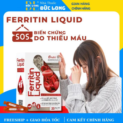 Ferritin Liquid – Bổ sung sắt, Hỗ trợ giảm nguy cơ thiếu mãu do thiếu sắt – hộp 20 ông – NUTRI – Đức Long