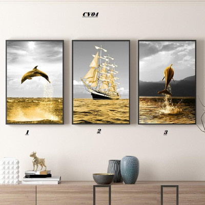 Bộ 3 tranh treo tường trên nền canvas hình rừng nhiệt đới xinh xắn trang trí phòng khách cỡ 25x35cm x 3 tranh