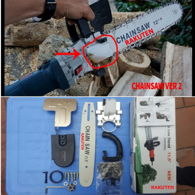 Lưỡi cưa xích RAKUTEN LOẠI 1 gắn máy mài cầm tay, bộ dụng cụ chuyển đổi máy mài thành máy cưa gỗ mini