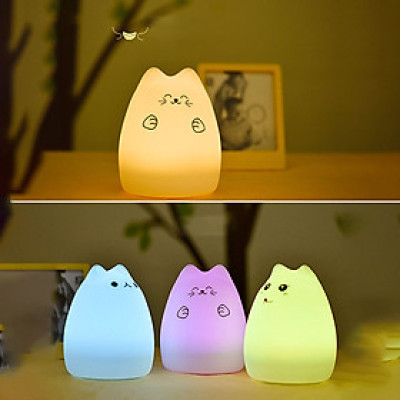 Đèn Ngủ Hình Mèo Con Siêu Dễ Thương - Chất liệu Silicon Dẻo Cao Cấp An Toàn 