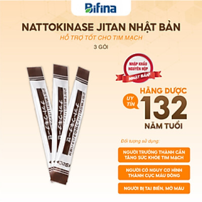 Hỗ trợ phòng ngừa tai biến, mỡ máu - Lẻ 3 Gói NATTOKINASE Jintan Nhật Bản (không có hộp)