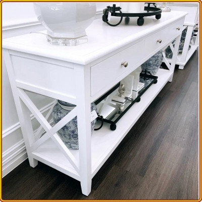 Bàn trang trí Tundo 176 x 42 x 78 cm màu trắng