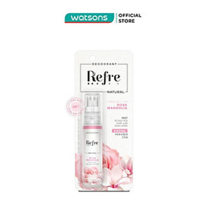 Xịt Khử Mùi Refre Natural Chiết Xuất Thiên Nhiên - Hồng Mộc Lan Rosa Magnolia 30ml