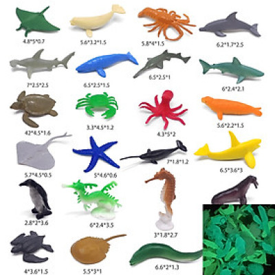 Bộ 48 đồ chơi các loài cá biển và sinh vật biển bằng nhựa dạ quang Ocean World mô hình đại dương cho trẻ