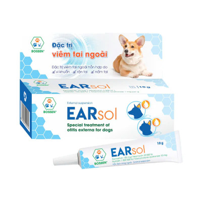 BOSSEN - EARSOL Hỗ trợ giảm Viêm Tai Ngoài hỗn hợp cho Chó Mèo - Tuýp 10g