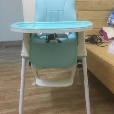 Ghế ăn dặm Đa năng cho Bé với 07 tính năng- 03 chế độ mang lại sự khác biệt, CÓ ĐỆM VÀ BÁNH XE- Màu XANH NGỌC