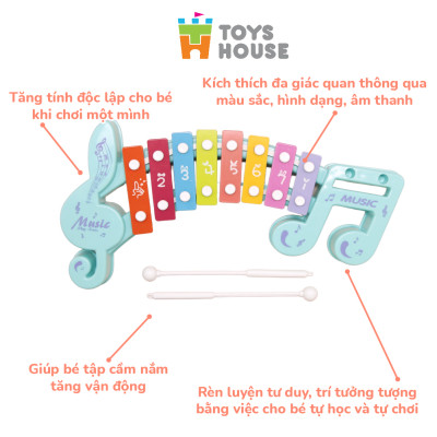 Đồ chơi đàn gõ Xylophone cho bé tám phím hình nốt nhạc - Đồ chơi âm nhạc cho bé Toyshouse 683-2