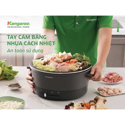 Lẩu điện Kangaroo KG45EH1, dung tích 4.5L, công suất 1300W, cấu trúc đĩa truyền nhiệt giúp truyền nhiệt nhanh và đều - Hàng chính hãng