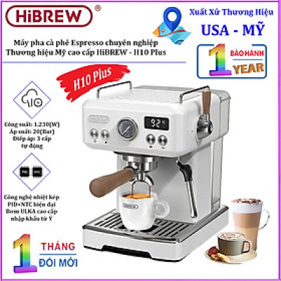 Bản nâng cấp - Máy pha cà phê Espresso chuyên nghiệp, thương hiệu Mỹ cao cấp HiBREW - H10 Plus. Hàng chính hãng