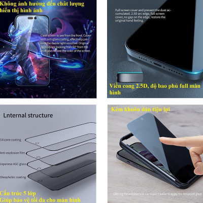Kính chống nhìn trộm cho iP 14 Pro Max / 14 Pro / 14 Max / 14 Nillkin Guardian - Hàng chính hãng