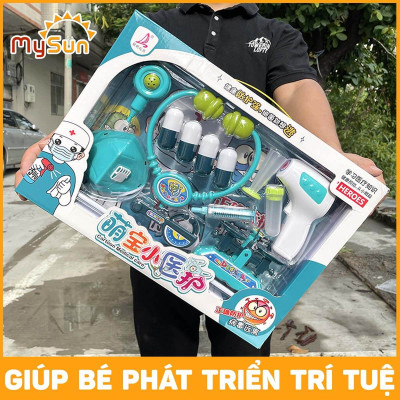 Bộ đồ chơi bác sĩ khám bệnh cho trẻ em bé gái màu hồng, bé trai màu xanh nhập khẩu.