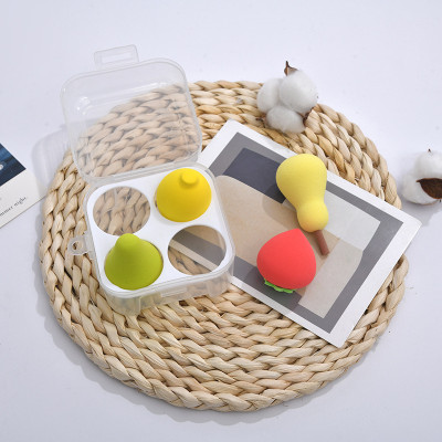 Hộp bông tán phấn trang điểm 4 món hình trái cây ,  siêu dễ thương mềm  mịn , xinh xắn đáng yêu  ,có hộp đựng tiện dụng