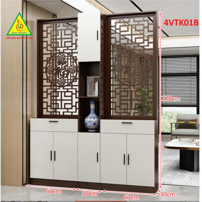 Vách ngăn phòng khách, vách ngăn tủ kệ bằng gỗ 4VTK01 - Nội thất lắp ráp Viendong adv