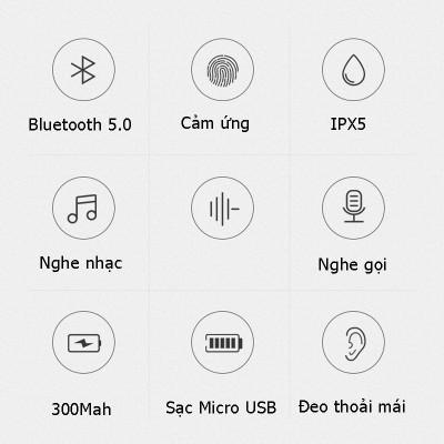 Tai nghe Bluetooth nhét tai không dây True wireless earbuds PKCB Hàng Chính Hãng