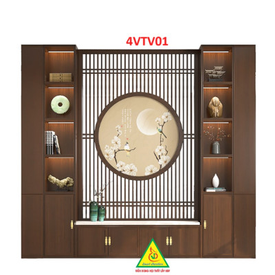 Kệ tivi kiêm vách ngăn phòng khách và nhà bếp có đèn 4VTV01 - Nội thất lắp ráp Viendong adv