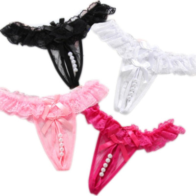 Quần lót nữ lọt khe có đính hạt cườm - Màu hồng