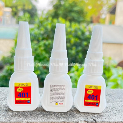 Keo 401 Gắn Móng Phiên Bản Mới Chắc Hơn 200% Chai Màu Trắng Dung Tích 15ml, Bền Bỉ 10s, gel đính đá Dán Móng Giả | Nail Phương Miu