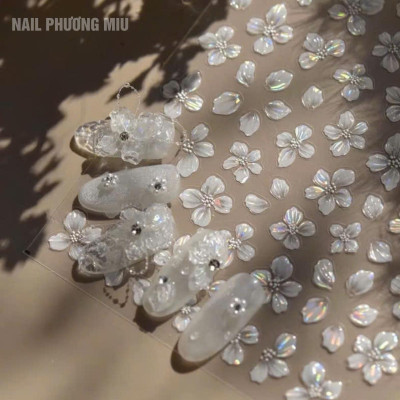 Sticker 5D Hình Cánh Hoa Phản Quang 4846 Bông Hoa Cực Quang Hồng M2297 Dán Móng Làm Nail Siêu Xinh, Hình Dán Móng Hoa Nổi Tự Dính Tiện Lợi