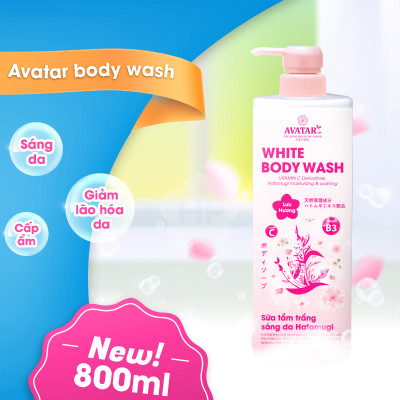 Sữa Tắm Trắng Sáng Da Hatomugi Avatar White Body Wash 800 mL