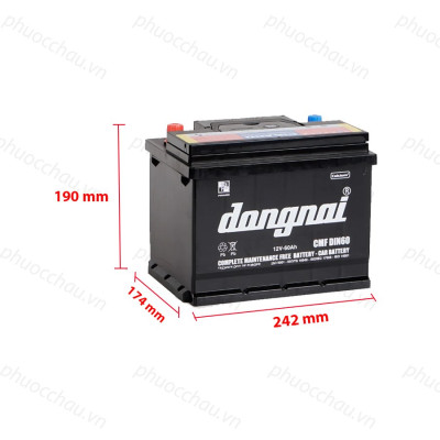 Bình Ắc Quy 12V60Ah, Ắc Quy Dong Nai CMF DIN60/LBN