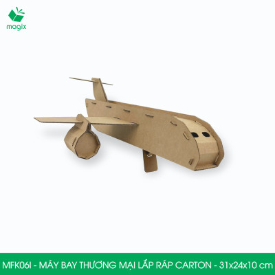 MFK06I - Máy bay thương mại carton - 31x24x10cm - Đồ chơi lắp ráp mô hình từ bìa carton cứng cao cấp