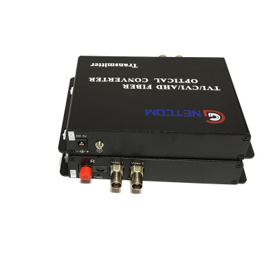Bộ chuyển đổi video sang quang 2 kênh GNETCOM HL-2V-20T/R-1080P (2 thiết bị,2 adapter) - Hàng Chính Hãng