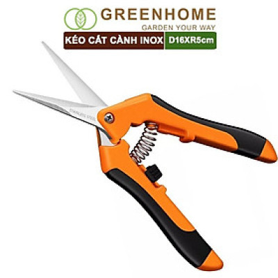 Kéo Cắt Cành GreenHome, D16,5xR4,5cm, Inox, Mũi Nhọn, Siêu Bén, Không Gỉ, Có Khoá An Toàn, Nhiều Màu Lựa Chọn