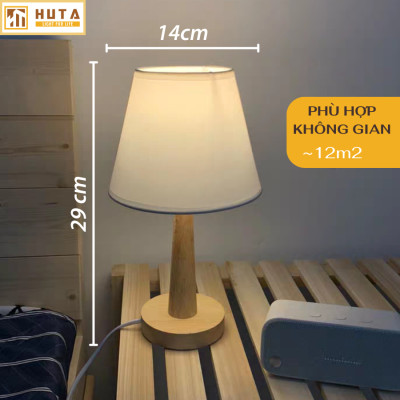 Đèn Ngủ Gỗ HUTA Light For Life G2 Chao Nón Vintage Dễ Thương, Decor Trang Trí Phòng Ngủ, Điều Chỉnh Độ Sáng, Bóng Led Sáng Vàng Tiết Kiệm Điện