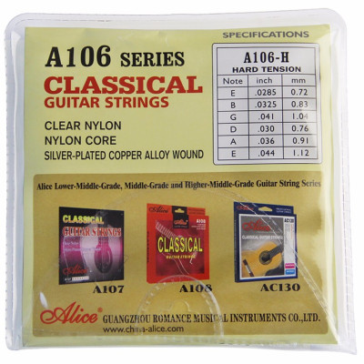Bộ 6 Dây Đàn Guitar Classic Alice A106 ( Tặng Kèm 3 Pick Gảy Alice AP-100Q )