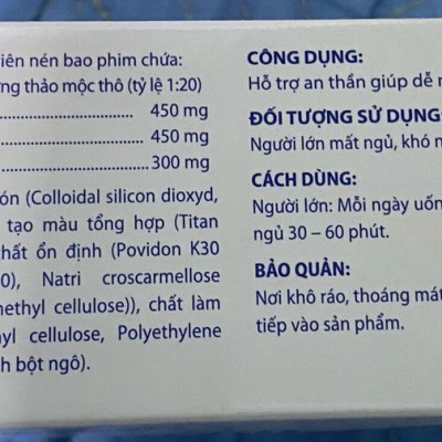 Hỗ trợ an thần - dễ ngũ - ngủ ngon giấc  STILUSAR 60 - Hộp 100 viên