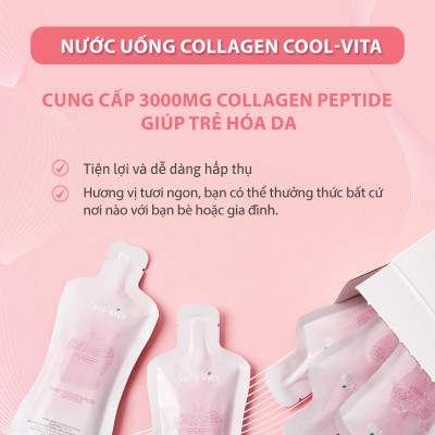 Nước Uống Collagen Peptide 3000mg Coolvita Hỗ Trợ Trẻ Hóa Sáng Da, Hỗ Trợ Dưỡng Tóc và Móng Kết Hợp Vitamin B3 (45ml× 7 túi)/hộp