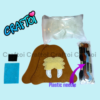 KIM NHỰA Bộ Thủ Công Trẻ Tự Làm Thú Bông 5+ WALRUS YETY Craftoi Felt Sewing toy prepunched holes plastic needle