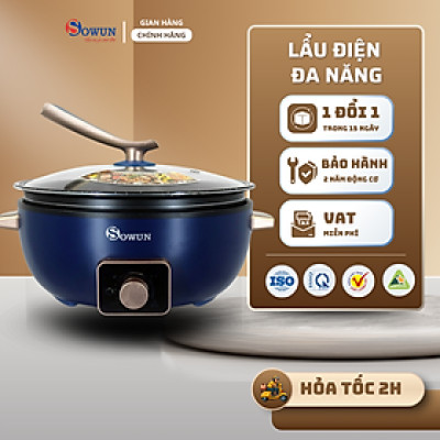 Nồi Lẩu Điện SOWUN SW6020 5L. Đế Tách Rời Chống Dính Có Thể Chiên Xào Nấu Hoặc Dùng Để Ăn Lẩu