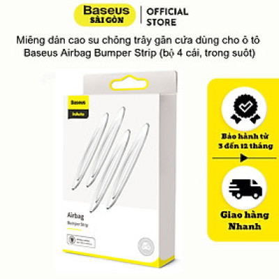 Miếng dán cao su chống trầy gắn cửa dùng cho ô tô Baseus Airbag Bumper Strip (bộ 4 cái, trong suốt) - Hàng chính hãng