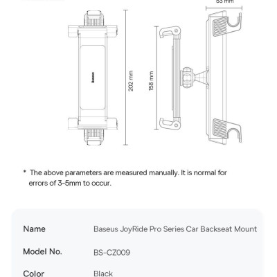 Giá kẹp Baseus JoyRide Pro Series Car Backseat Mount Smartphone/Ipad/Tablet dùng gắn lưng ghế sau ô tô SUTQ- Hàng chính hãng