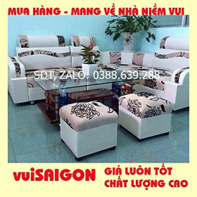 Ghế Sopha nệm muốt 2m1 x 1m6  mẫu mã đẹp chất lượng giá tốt phù hợp với các gia đình Việt/ tặng 1 bàn và 2 đôn