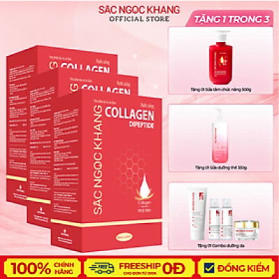 Combo 3 Nước uống đẹp da Collagen Dipeptide 30 túi Sắc Ngọc Khang hấp thụ nhanh và vượt trội giúp trẻ hóa làn da - săn chắc và sáng mịn