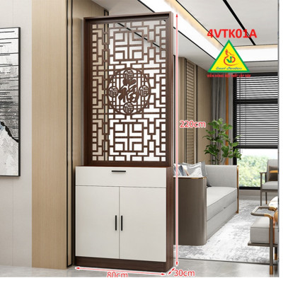 Vách ngăn phòng khách, vách ngăn tủ kệ bằng gỗ 4VTK01 - Nội thất lắp ráp Viendong adv