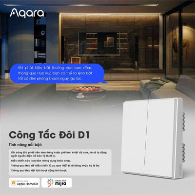 Combo Hub M2, công tắc đôi D1, cảm biến chuyển động, cảm biến cửa, nút bấm mini - tương thích Apple Homekit