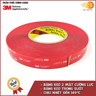 Băng keo cường lực trong suốt 3M dài 3m VHB 4910