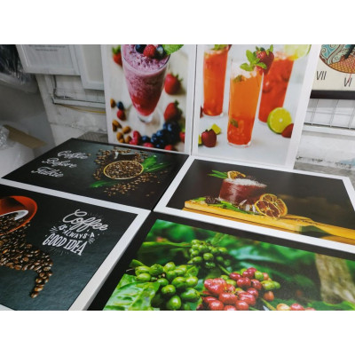 Bộ 4 tranh cho quán cà phê “thu hoạch hạt cà phê” | Tranh cây cafe W4233