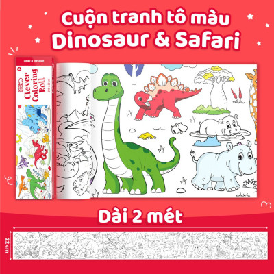 Đồ Chơi Sách Tô Màu Dạng Cuộn - Dinosaur & Safari CLEVER HIPPO CR04